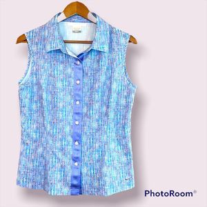 Nike Blue Button Down Sleeveless Shirt